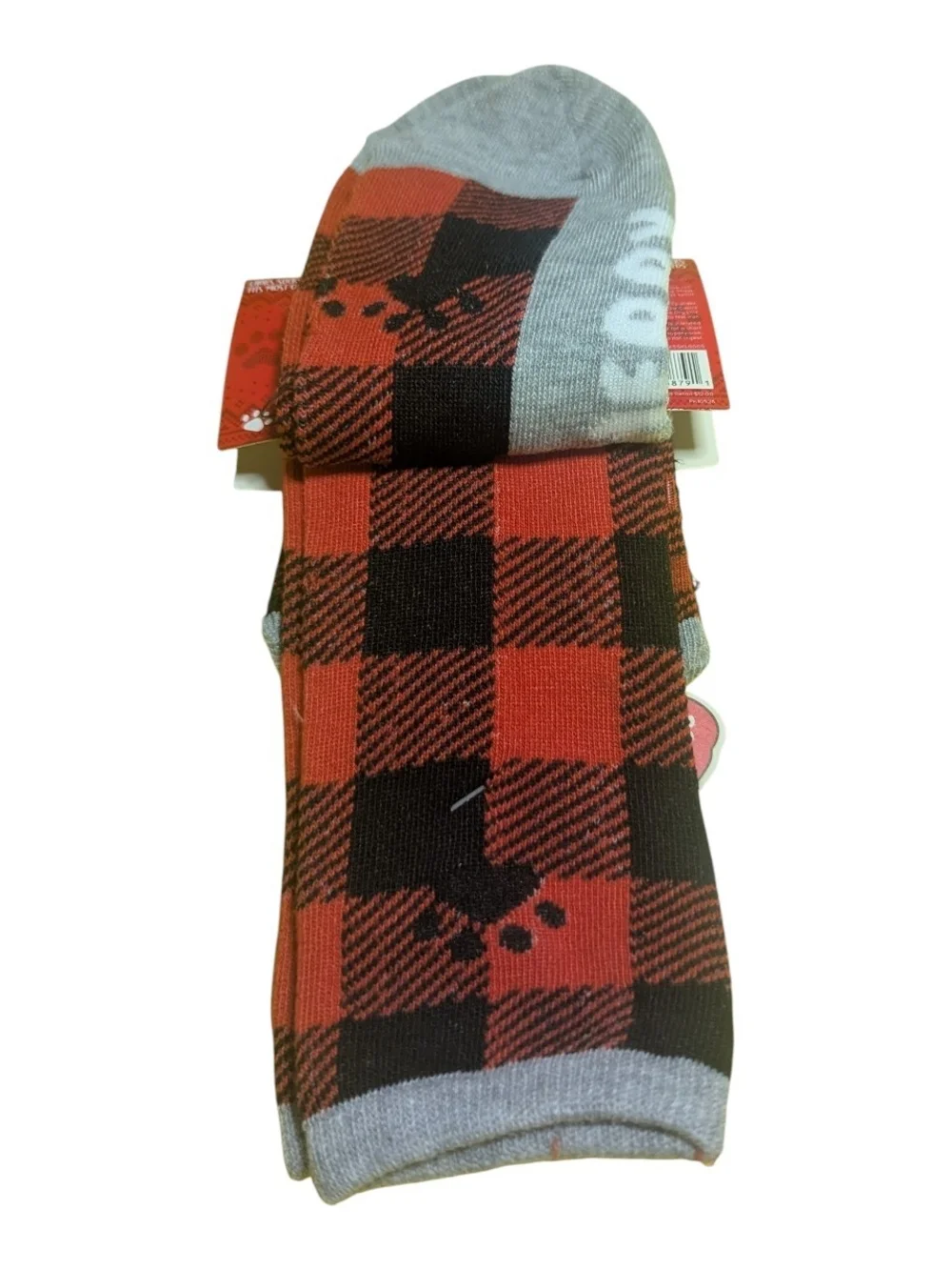 Happy Howlidays Pet & Owner Socks Matching Set Red Plaid